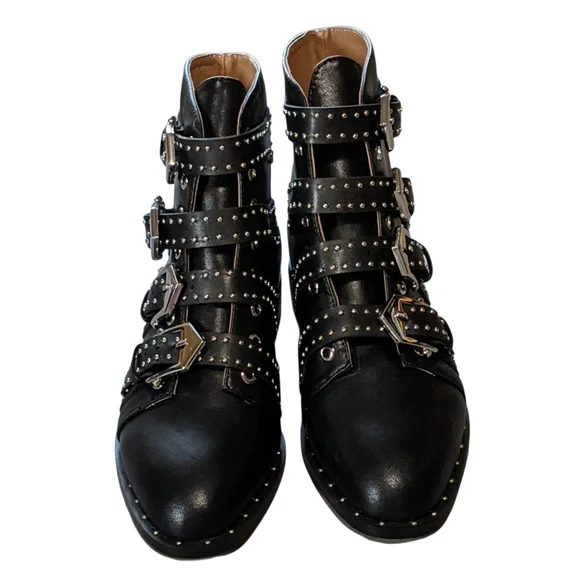 Studded Black Ankle Boots - Picture 8 of 12